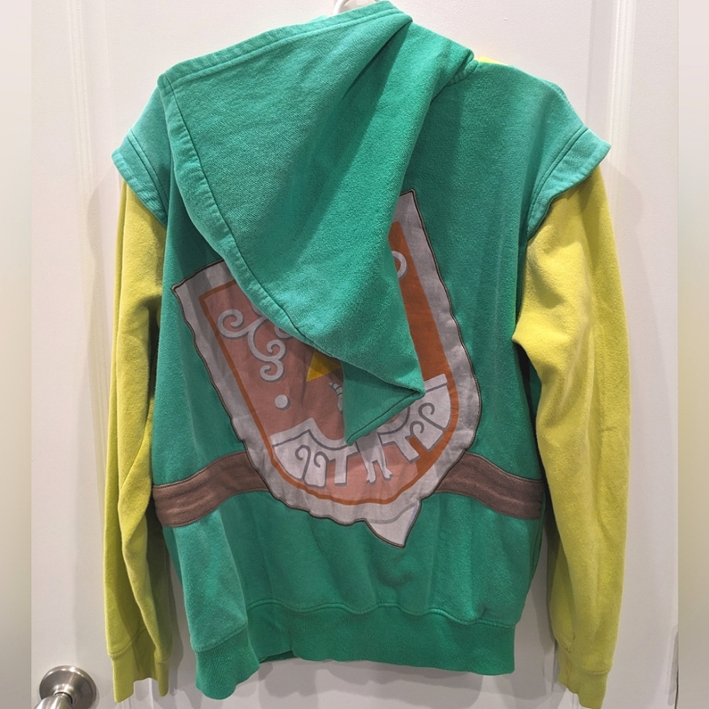 Link from Zelda 2015 Nintendo Green Full Zip Hoodie Green Pointy hood